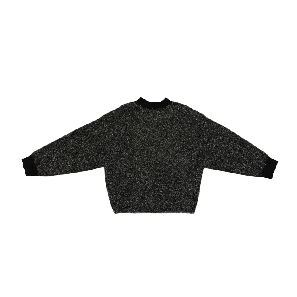 Maeve Sweater Anthropologie Women's Size XL Black Metallic Balloon Sleeve $158